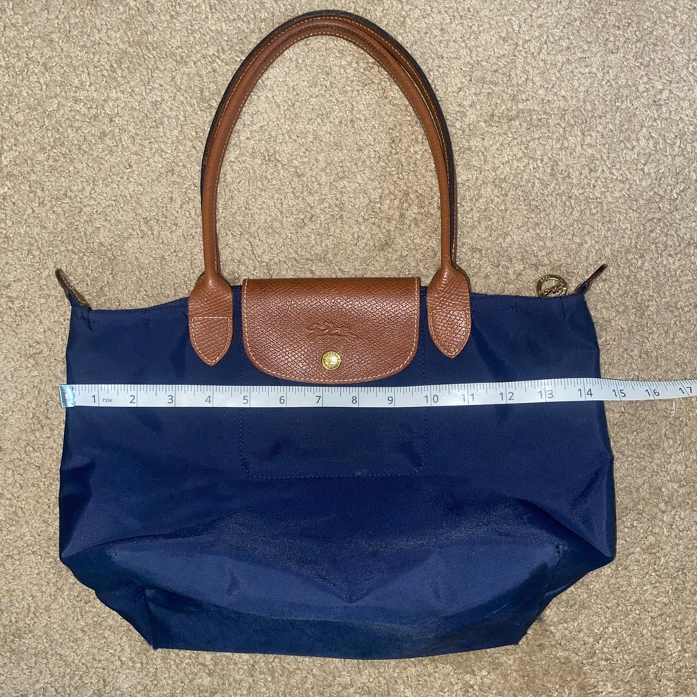 Longchamp Navy and Brown Le Pliage Tote size small - Picture 9 of 10